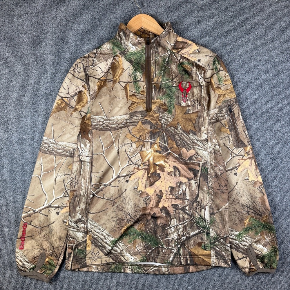Badlands 1/4 Zip Mens M Reeltree Camo Spectre Bio Thermic Fleece Hunting